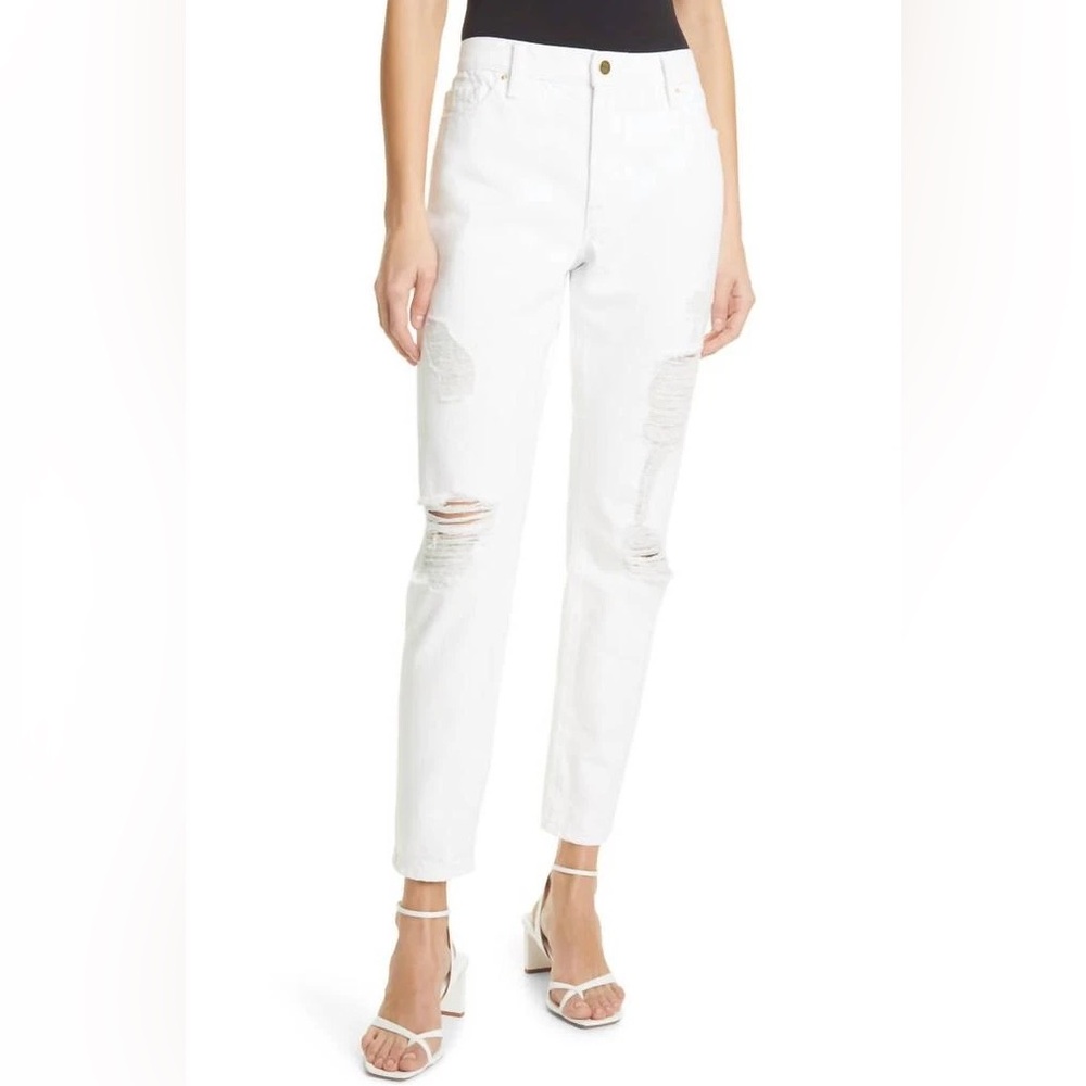 Frame Denim Women's White Straight Leg Jeans